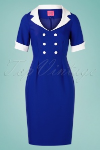 Glamour Bunny - 50s Janice Pencil Dress in Royal Blue 2