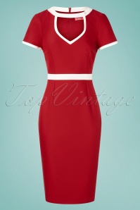 Glamour Bunny - 50s Hazel Pencil Dress in Red 2