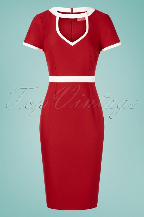Glamour Bunny - 50s Hazel Pencil Dress in Red 2