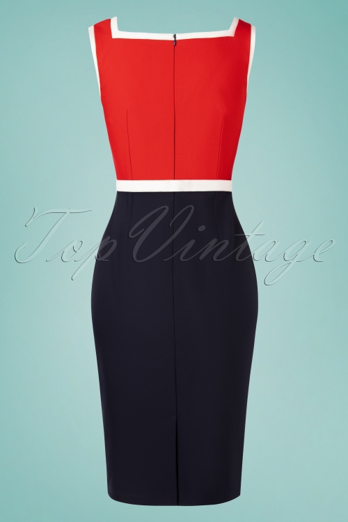 Glamour Bunny - 50s Barbara Pencil Dress in Red and Navy 7