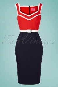 Glamour Bunny - 50s Barbara Pencil Dress in Red and Navy 2