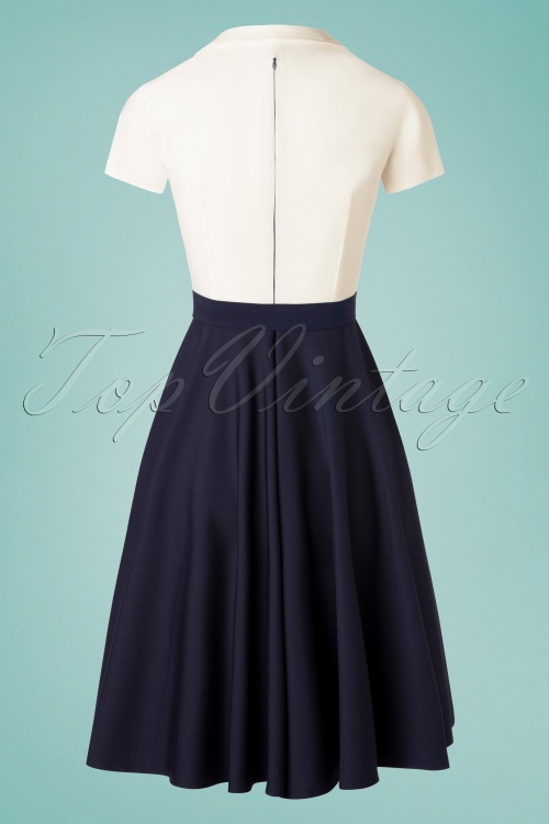Glamour Bunny - 50s Lila Swing Dress in White and Navy 7
