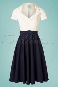 Glamour Bunny - 50s Lila Swing Dress in White and Navy