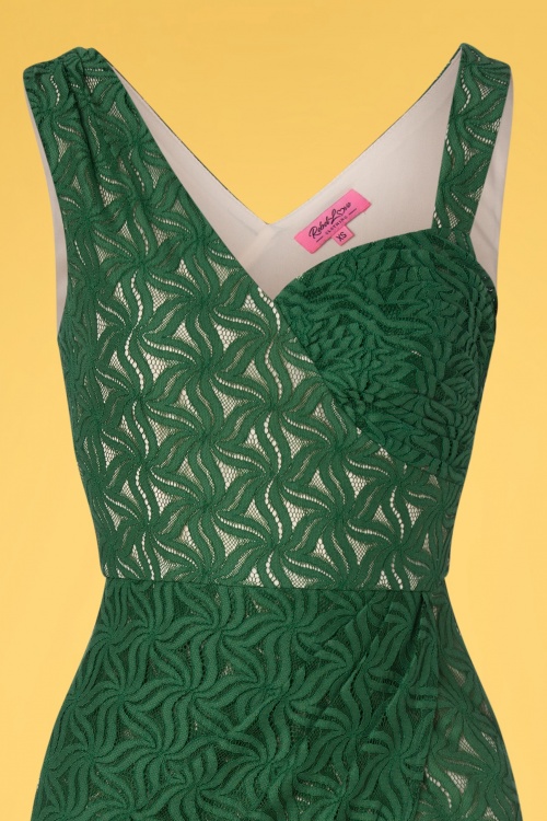 Rebel Love Clothing - Jungle Jive Lace Sarong Pencil Dress Années 50 en Vert 3