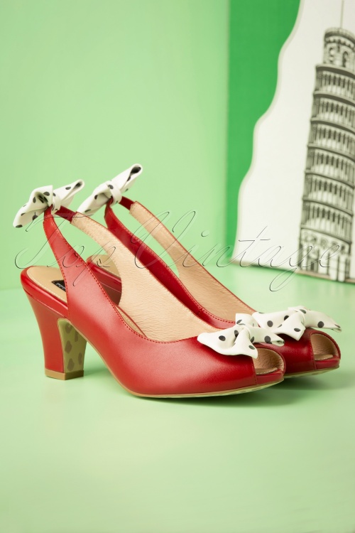 Lola Ramona ♥ Topvintage - 50s Ava Carina Bow Sandalettes in Red