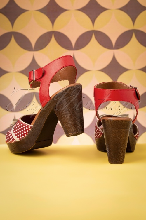 Nemonic - 60s Karina Leather Platform Sandals in Red 5