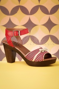 Nemonic - Karina Leather Platform Sandals Années 60 en Rouge