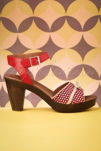 Nemonic - Karina Leather Platform Sandals Années 60 en Rouge 3