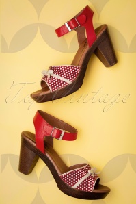 Nemonic - Karina Leather Platform Sandals Années 60 en Rouge 2