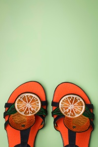 Lulu Hun - Lottie Orange Sandals Années 60 en Bleu Marine 2