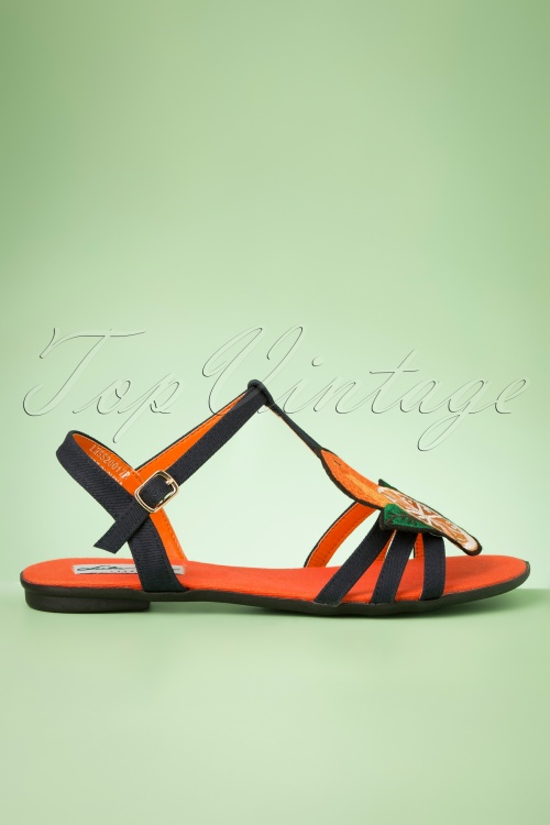Lulu Hun - Lottie Orange sandalen in marineblauw 5
