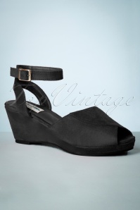 Lulu Hun - 60s Simona Wedge Sandals in Black 2