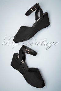 Lulu Hun - 60s Simona Wedge Sandals in Black