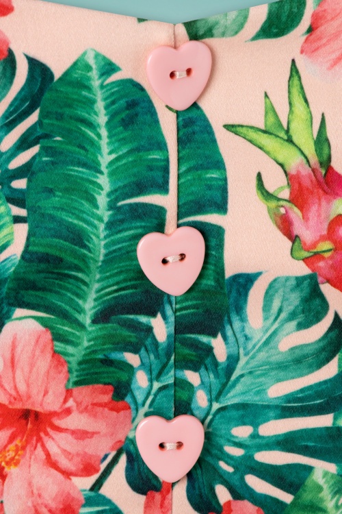 Vixen - Unreal Redheads Collaboration ~ Floral Tiki Crop Top Années 50 en Rose 4