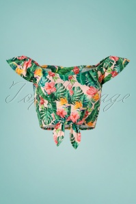 Vixen - Unreal Redheads Collaboration ~ 50s Floral Tiki Crop Top in Pink