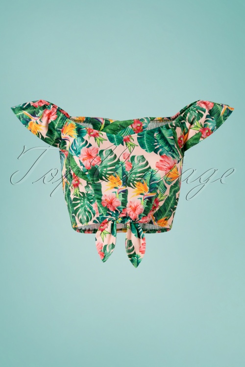Vixen - Unreal Redheads Collaboration ~ Floral Tiki Crop Top in Pink