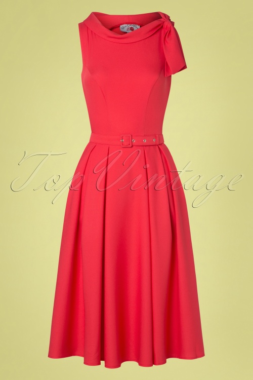 Miss Candyfloss - 50s Thelise Swing Dress in Coral Pink 2