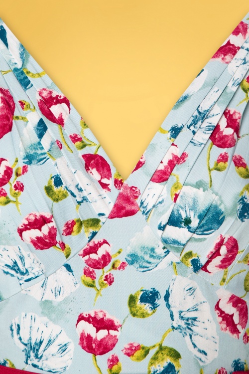 Miss Candyfloss - Bassie Regina swing jurk met bloemenprint in lichtblauw 6