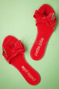 Petite Jolie - Lala Bow Flip Flops Années 60 en Rouge Trèfle