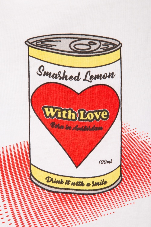 Smashed Lemon - Can With Love T-Shirt Années 50 en Blanc 3