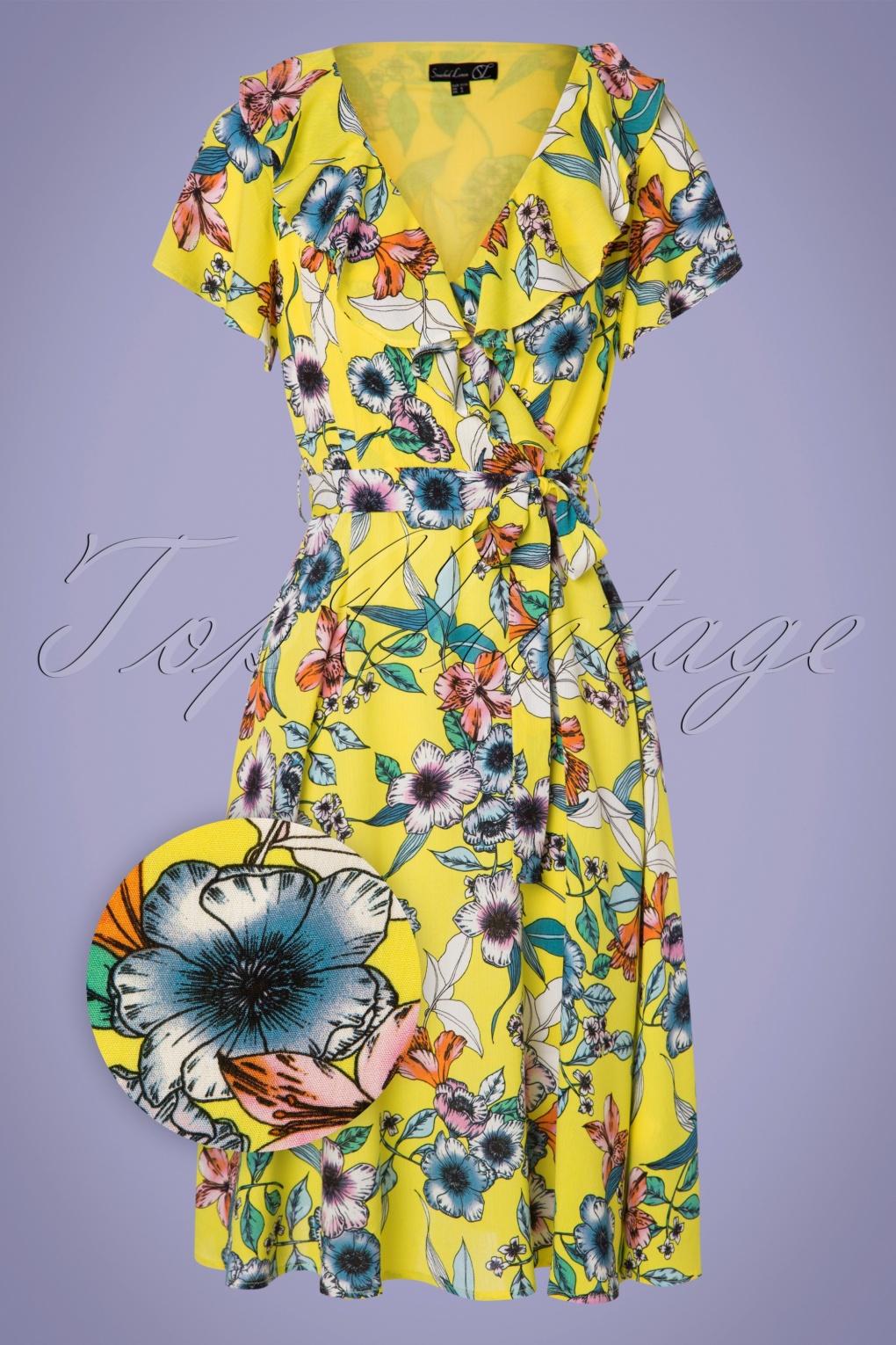 yellow floral swing dress