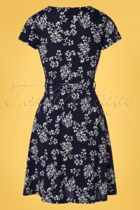 Smashed Lemon - 60s Arya Floral Dress in Navy and White 5