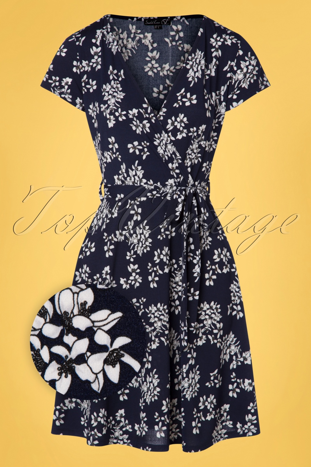 navy white floral dress