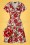 Smashed Lemon - 60s Charina Floral Polkadot Dress in Ivory and Red 2