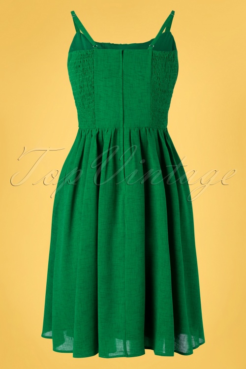 Vixen - 50s Gracie Bow Swing Dress in Green 2