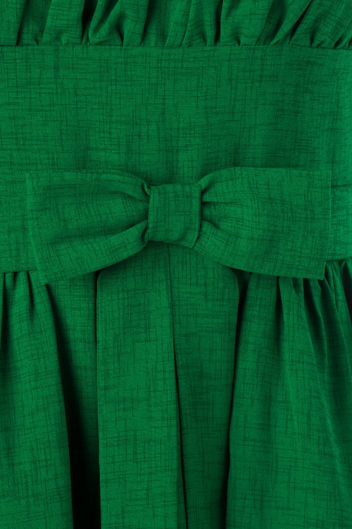Vixen - 50s Gracie Bow Swing Dress in Green 4
