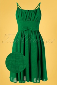 Vixen - 50s Gracie Bow Swing Dress in Green