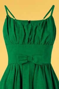 Vixen - 50s Gracie Bow Swing Dress in Green 3