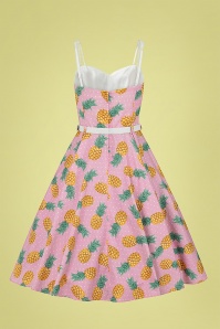 Collectif Clothing - Nova Pineapple Swing Dress Années 50 en Rose 3