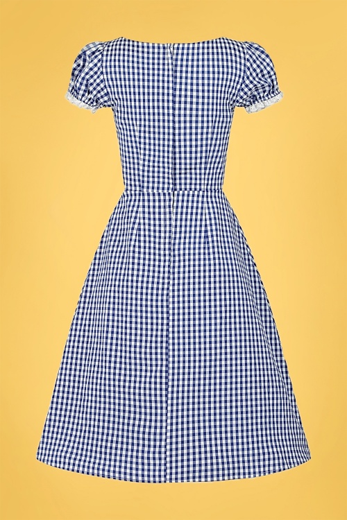Collectif Clothing - 50s Giulietta Mini Gingham Swing Dress in Blue 4