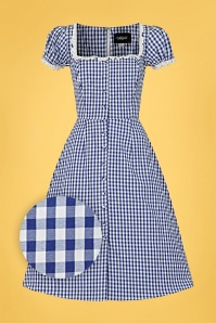 Collectif Clothing - Giulietta Mini Gingham Swing-Kleid in Blau