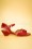 La Veintinueve - Janet lederen sandalen met lage hak in rood en koraal 3