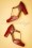 La Veintinueve - Magnolia Leather T-Strap Pumps Années 60 en Rouge