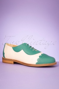 La Veintinueve - Mika Oxford Shoes Années 60 en Turquoise et Crème 3