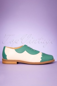 La Veintinueve - 60s Mika Oxford Shoes in Turquoise and Cream 5