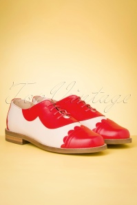 La Veintinueve - Mika Oxford Shoes Années 60 en Rouge et Crème 2