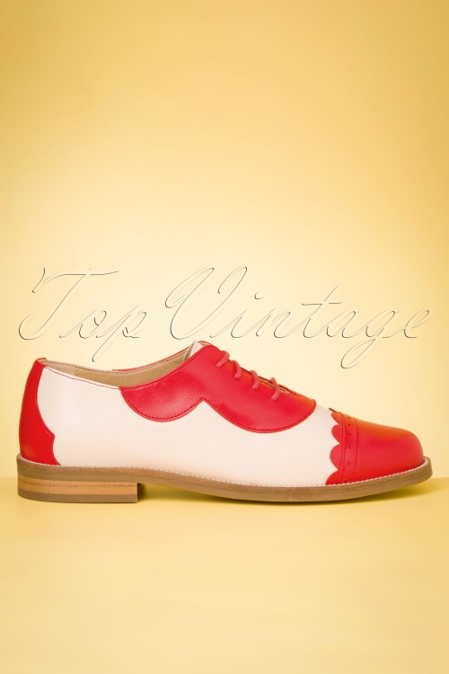 La Veintinueve - Mika Oxford Shoes Années 60 en Rouge et Crème 5