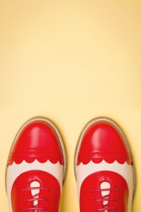 La Veintinueve - Mika Oxford Shoes Années 60 en Rouge et Crème 4