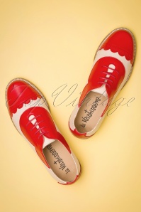 La Veintinueve - 60s Mika Oxford Shoes in Red and Cream