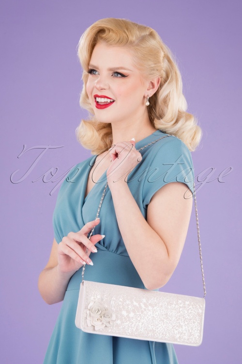 Ruby Shoo - 50s London Clutch in White and Silver 2