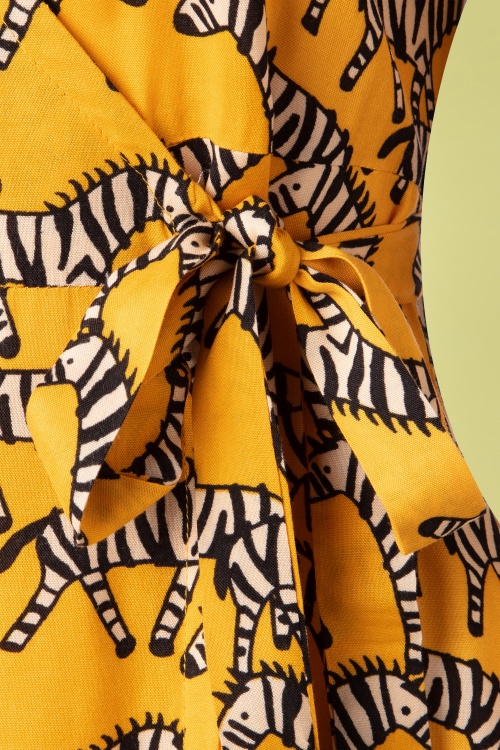 Compania Fantastica - 70s Adelynn Zebra Wrap Dress in Mustard 4