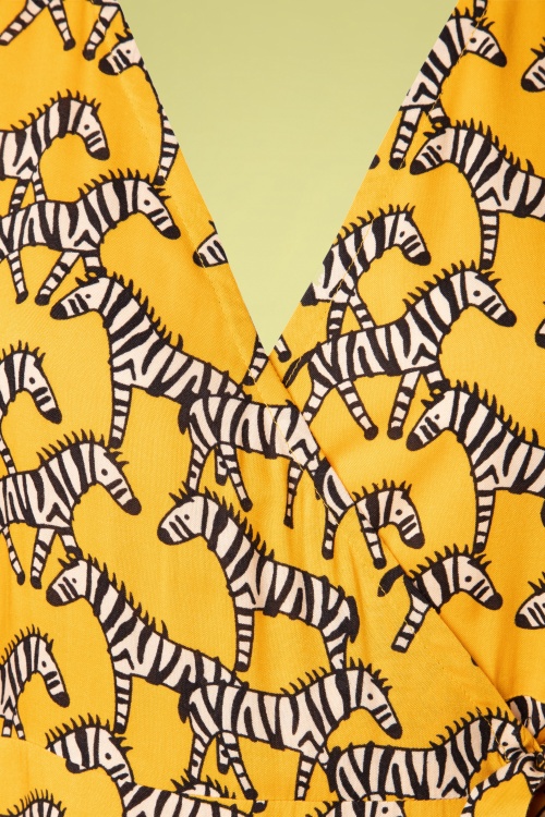 Compania Fantastica - Adelynn Zebra Wrap Dress Années 70 en Moutarde 3