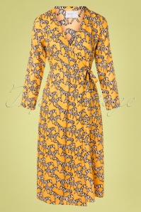 Compania Fantastica - 70s Adelynn Zebra Wrap Dress in Mustard 2