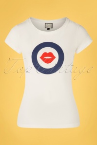 Mademoiselle YéYé - With Kisses T-Shirt Années 60 en Blanc  2