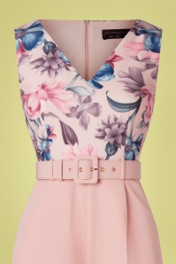 Paper Dolls - 60s Phoebe Floral Culotte Jumpsuit in Powder Pink 3