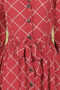 Collectif Clothing - Lauren Harlequin geruite jurk in rood 4